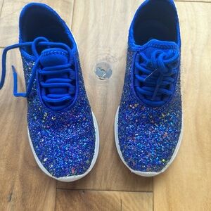 Girls Blue Glitter Sneakers